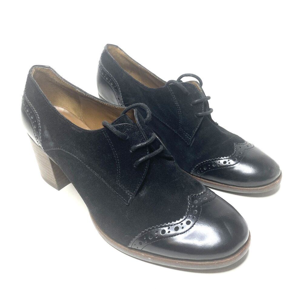 Carlo Pazolini Black Leather Brogue Lace Up High Heel Formal Pump Sz 38 (7.5)